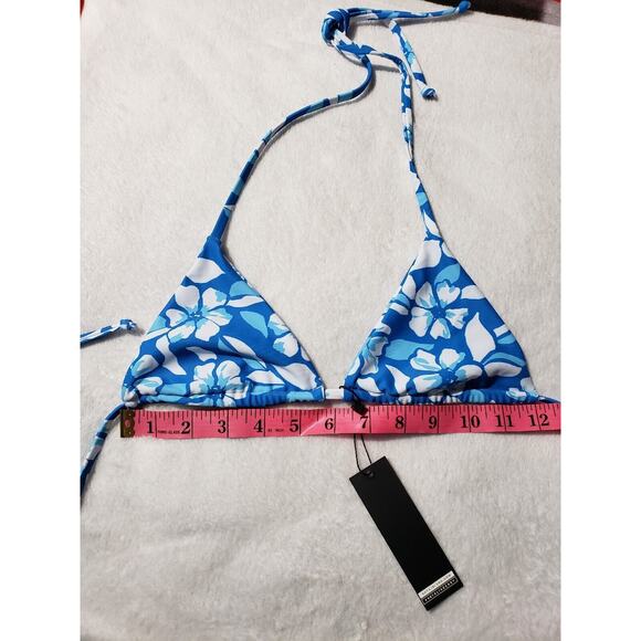 Vaya Island Bikini Top Women's Size Small Blue Floral Print Strappy Adjustable - Picture 8 of 9